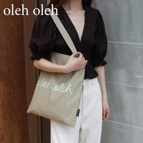 oleholeh韩系波点牛仔帆布包
