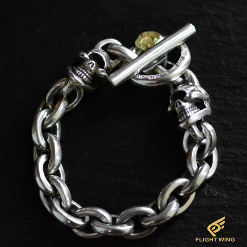 日本高山隆银饰双头骷髅手链