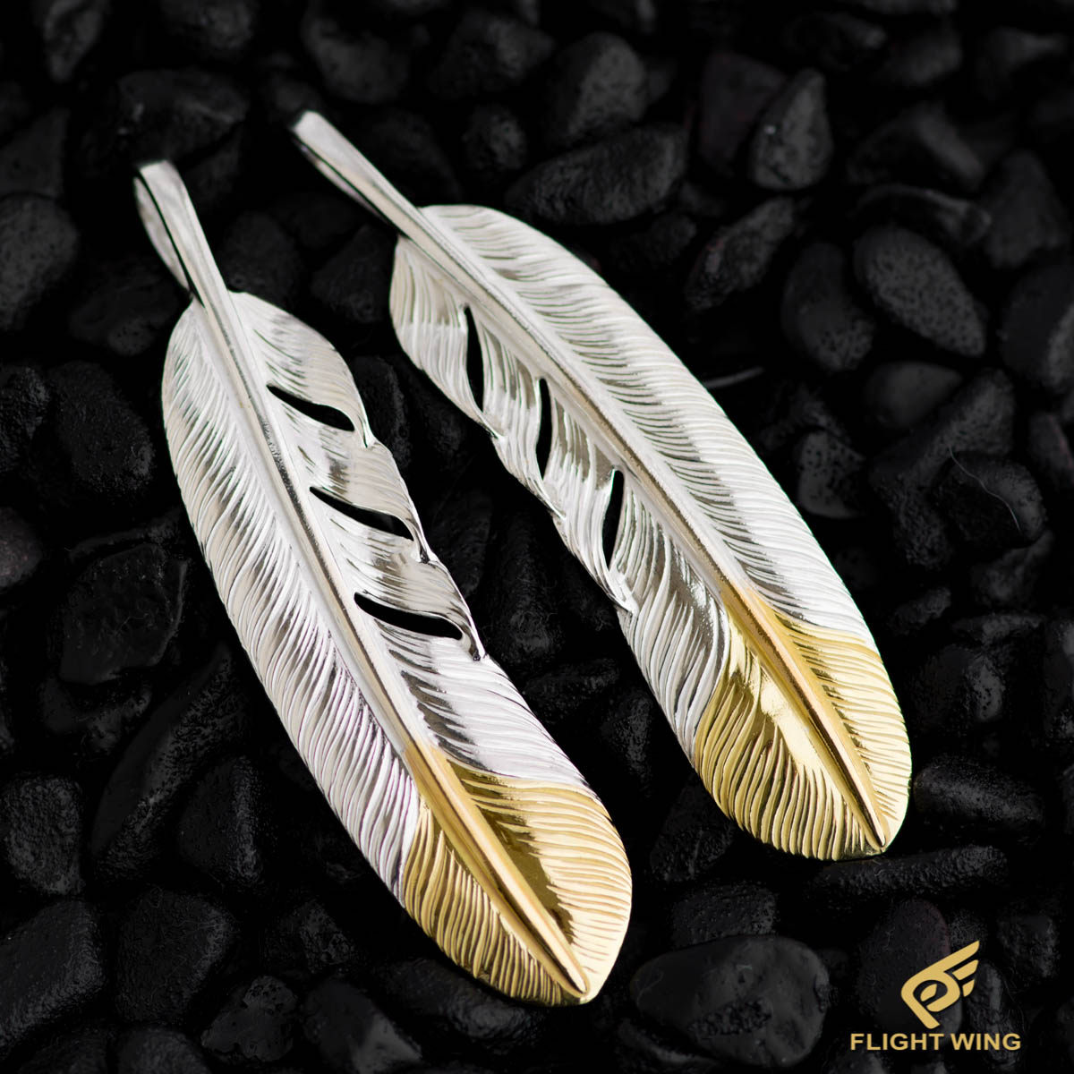 日本正品lakey先金羽毛xl特大羽毛项链吊坠男女日本手工银饰