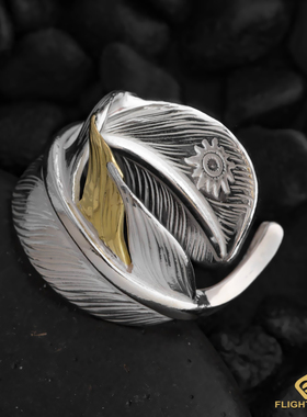 日本正品LaKey边角金羽毛戒指尾戒情侣对戒男女日本手工银饰925银