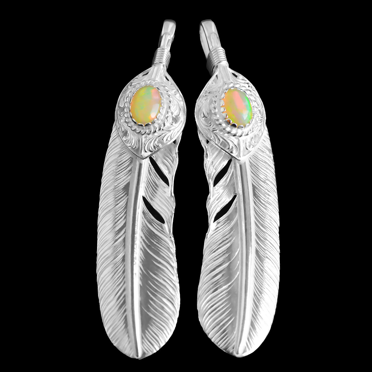 日本正品lakey上银opal羽毛xl特大羽毛项链吊坠男女日本手工银饰