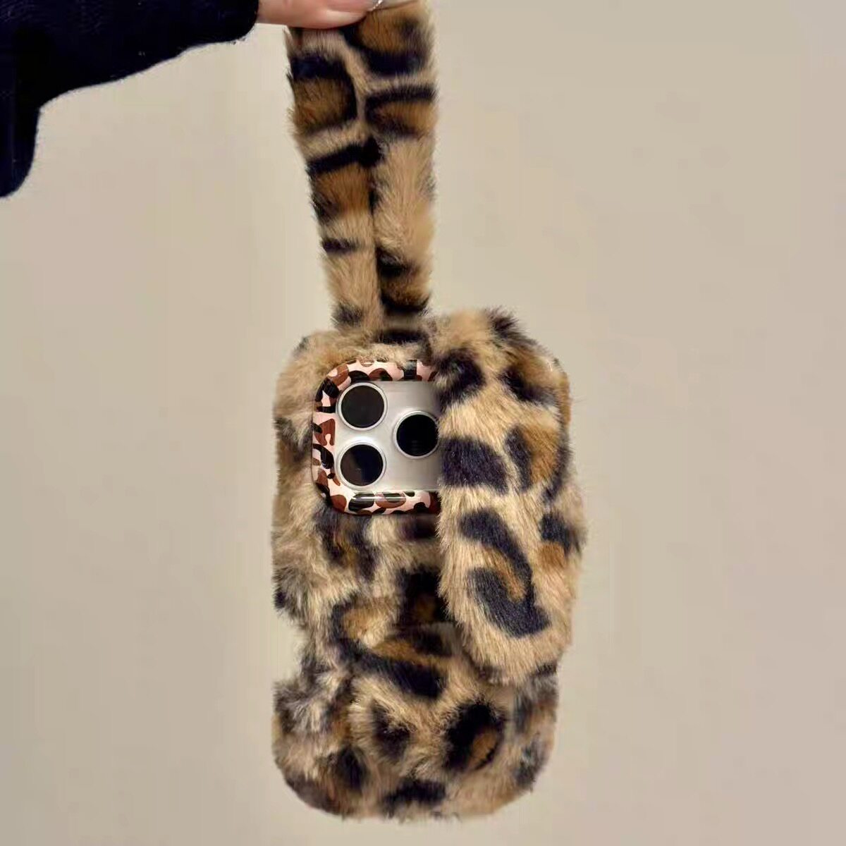 秋冬保暖手时尚豹纹兔子耳朵毛绒适用华为nova15pro/14/13/12se手机壳magic8/7pro/6/5荣耀play10c/9t/8T/7t