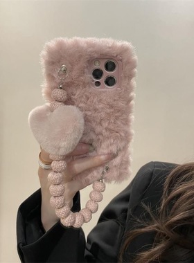 小红书同款秋冬天毛绒Civi5/4pro3手机壳适用小米15pro/14/13/12X红米k80爱心K60K70e/Note14/13pro/12R/11T