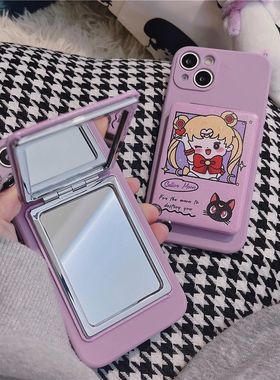 日韩风美少女镜子OPPOA6PRO/a5/A1i可爱a3/a2m卡通Findx8s+/7ultra/6pro紫色OPPO Reno14pro/k13/k12x/k11/10