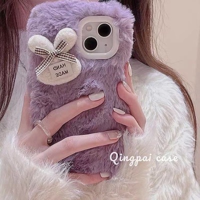 秋冬保暖手毛绒兔子毛茸茸可爱适用华为nova14/13pro/12/11/10/9se手机壳magic7pro/6/5/4荣耀play9t/8T/7t6C