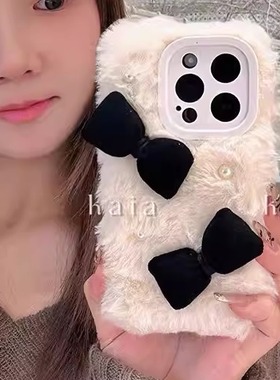 网红小清新白色y77女y78m/vivo y37蝴蝶结y36i秋冬毛绒IQOO15/13/12IQOONEO11/10/9s pro+手机壳iqoo z9x/z8x