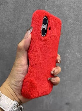 本命年红色新年y77女y78m/vivoy37纯色y36i秋冬款毛绒IQOO15/13/12/IQOONEO11/10/9s pro+手机壳iqoo z9x/z8x