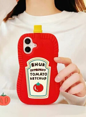 番茄酱创意个性A58x红色a97手机壳A36a57可爱V70S/V50/v60S真我NEO7se/gt6手机壳Realme14pro+/13/12/11女款
