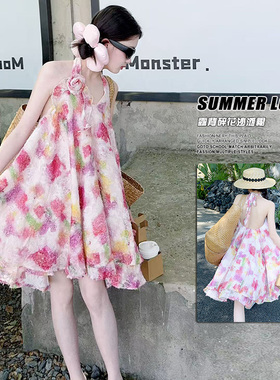 女童吊带裙夏装2025新款儿童夏季洋气网红连衣裙大童女装沙滩裙子