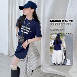 儿童韩版夏装字母T恤男女童休闲圆领短袖宝宝夏季百搭上衣