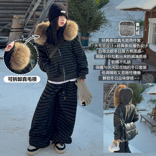 女童套装2025新款秋冬中大童女孩洋气时髦韩版加绒加厚连帽两件套