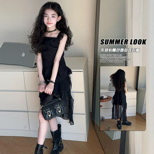 女童吊带连衣裙夏装海边度假沙滩裙洋气宝宝网红夏季儿童碎花裙子