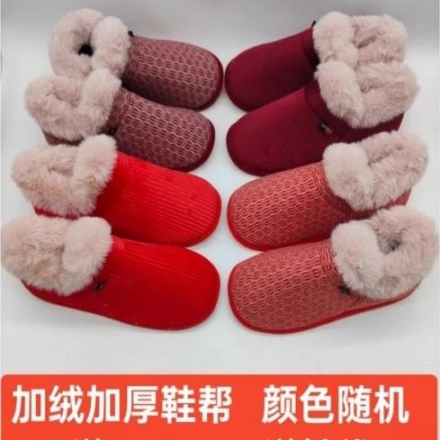 手工冬季棉鞋居家保暖布鞋防滑棉鞋男女加绒中老年加厚棉布