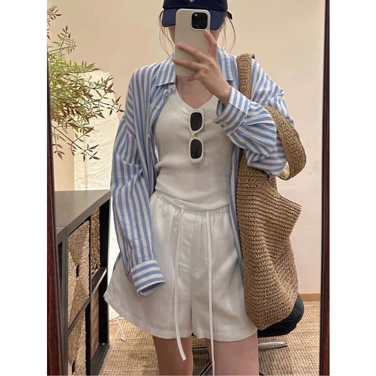 夏女a宽松短裤亚麻棉麻2026新款字休闲薄款五分阔腿裤小个子白色