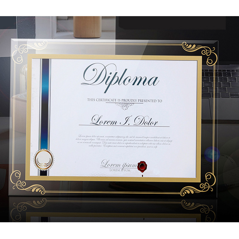 相框水晶玻璃证书荣誉亚克力奖状10寸双边透明照片框A4横竖摆台框