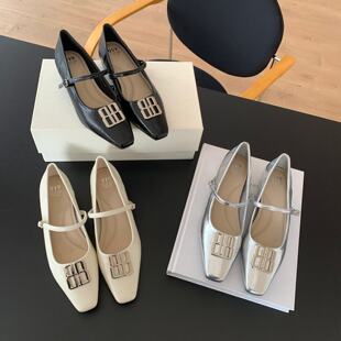 HAN XI 法式优雅风金属方扣玛丽珍鞋女2026年新款内增高浅口单鞋
