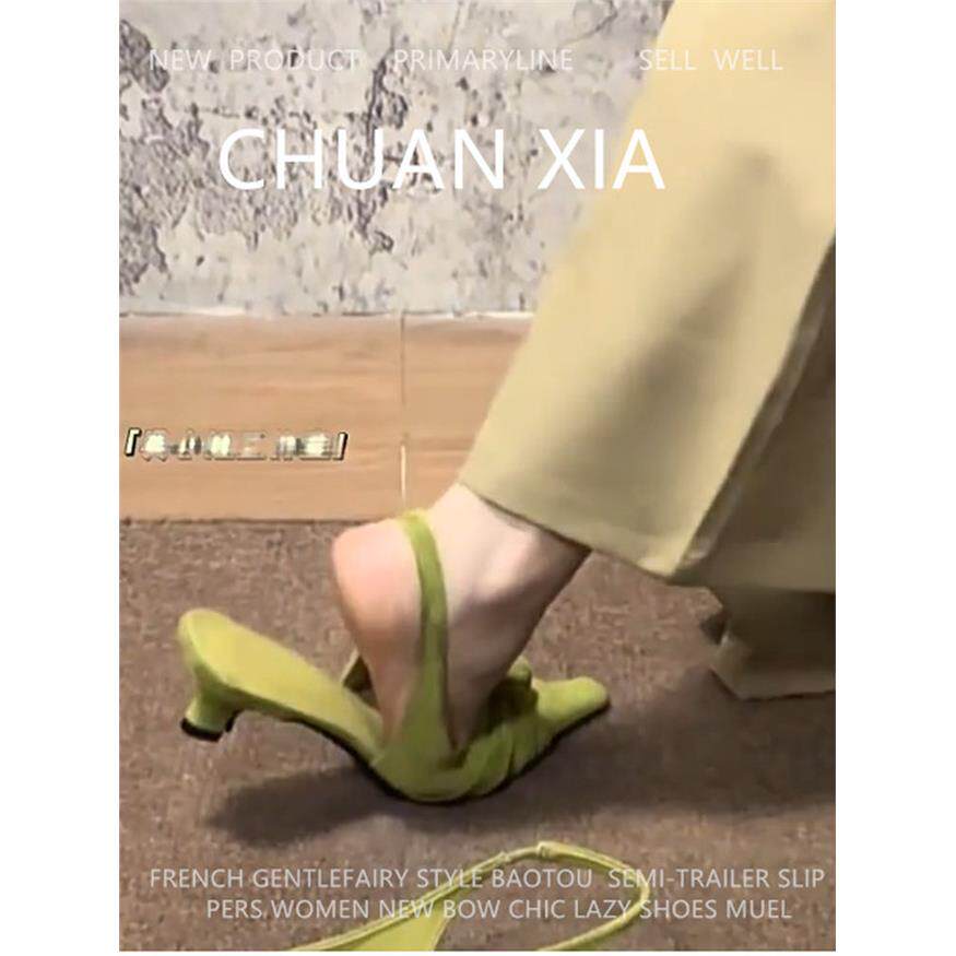 羊皮版~小众设计感方头凉鞋女法式扭结粗跟单鞋时尚配裙子高跟鞋