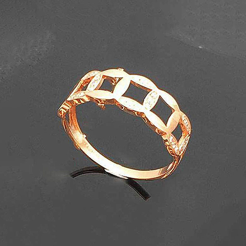 俄罗斯585紫金镀14K女士时尚简约铜钱开口可调节戒指奢华气质洋气