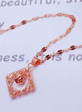 俄罗斯585紫金镀14K玫瑰金大气时尚车花拉丝吊坠优雅时尚大气饰品