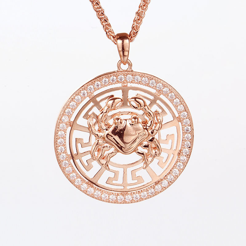 俄罗斯585紫金圆牌巨蟹座女士镀14K玫瑰金经典潮流气质欧美高级感,饰品/流行首饰/时尚饰品新,项坠/吊坠,淘宝优惠券,粉丝福利购,淘宝优惠卷