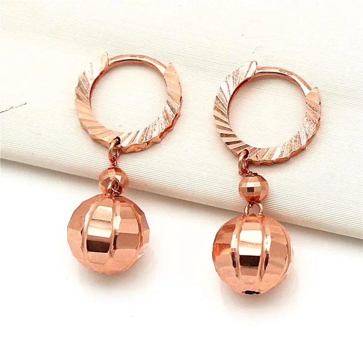 俄罗斯585紫金气质镀14K玫瑰金韩版时尚简约女轻奢设计感耳环礼物