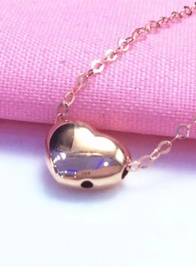 俄罗斯585紫金镀14K彩金爱心项链简约高级感气质玫瑰金项链女礼物