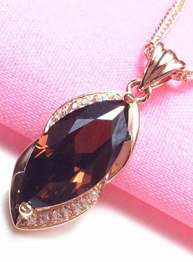 俄罗斯585紫金烟色吊坠项链欧洲镀18K玫瑰金彩金潮流女款项链礼物