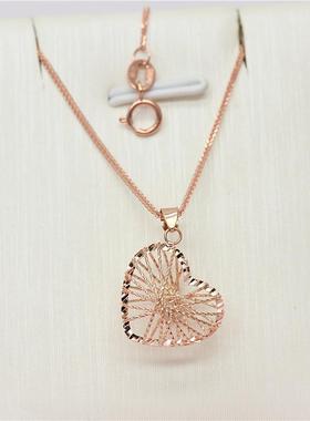 俄罗斯585紫金轻奢气质锁骨链网红甜美简约ins爱心吊坠项链高级感