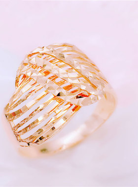 俄罗斯585紫金欧洲镀14K玫瑰金时尚个性波浪开口可调节戒指简约女