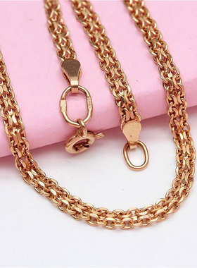 俄罗斯585紫金蕾丝项链镀14K玫瑰金欧美时尚简约经典女款项链礼物