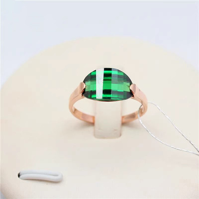 俄罗斯585紫金镀18K玫瑰金时尚韩版气质女镶嵌红石开口可调节戒指