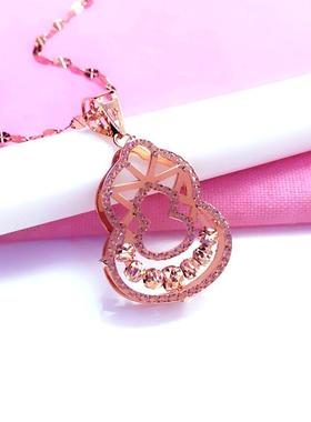 俄罗斯585紫金潮流葫芦吊坠项链时尚百搭气质镀14K彩金锁骨链礼物