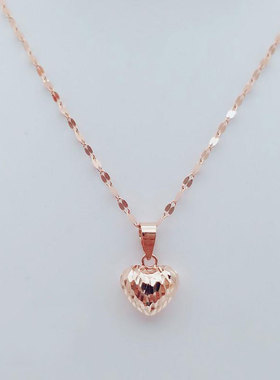 俄罗斯585紫金韩版百搭小桃心吊坠女士镀14k玫瑰金项链彩金高级感