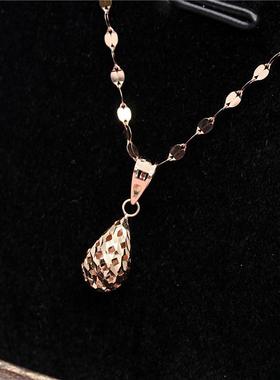 俄罗斯585紫金镀14k玫瑰金简约水滴吊坠女百搭项链气质经典高级感