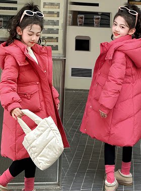 女童冬季三防加厚中长款棉服