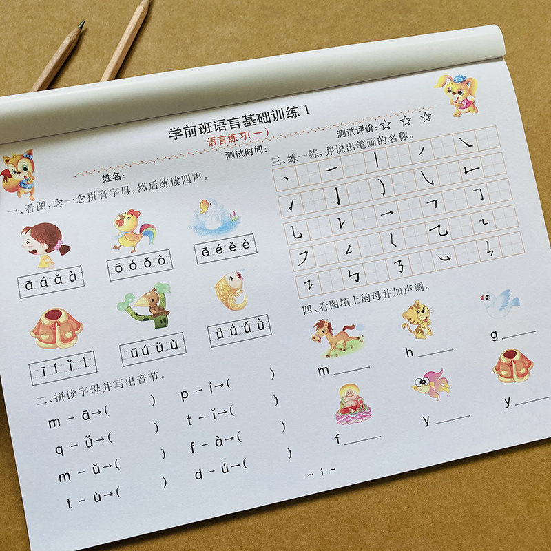幼升小语言测试卷1 汉字拼音语文综合试卷 幼小衔接语文测试题汉字