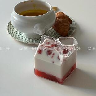 包邮 ins牛奶杯咖啡杯拿铁杯韩国博主玻璃杯果汁杯牛奶盒子杯子