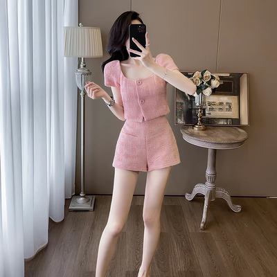 名媛小个子气质小香风套装高级感