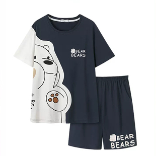 胖大童睡衣夏短袖短裤两件套装青少年男生莫代尔纯棉初中学生套装