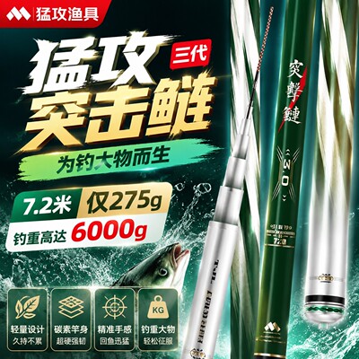 猛攻突击鲢三代鲢鳙轻量大物竿鱼竿手杆超轻超硬碳素钓鱼竿台钓竿