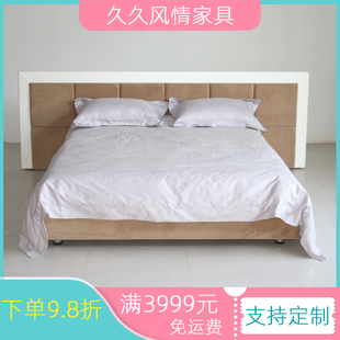 1.5 1800 皮布结合样板间软床 时尚 2床多色选 2000双人床来图定制