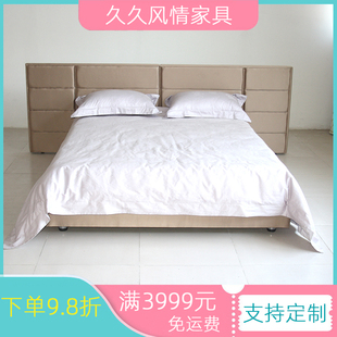现代布艺软床 时尚 2000床 1800 简约布床多色可选 双人床来图定制