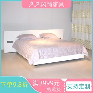 时尚双人床来图定制 宽屏1.8*2白色皮艺床 现代风格1.5*2软床多色