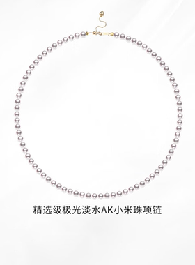珍珠项链小米珠天然淡水年轻款18K金高亮锁骨链生日礼物