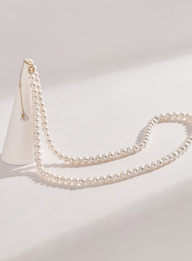 18K金淡水珍珠4-5mm圆形珍珠项链锁骨链年轻款送女友老婆生日礼物