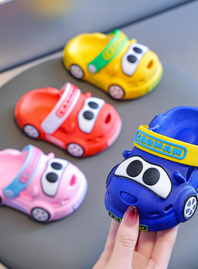 儿童洞洞鞋男童夏季中小童宝宝外出防撞防滑卡通小男孩包头