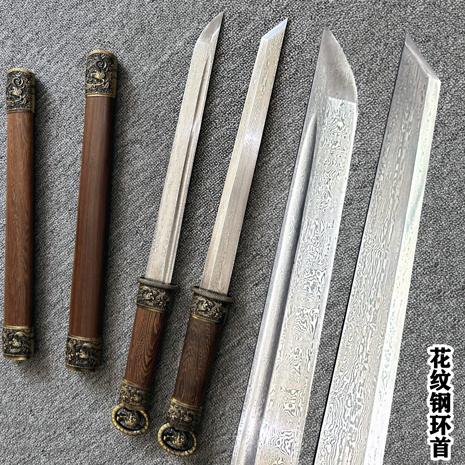 环首花纹钢唐横刀短刀冷兵器一体手工锻打户外防身刀剑镇宅未开刃图片