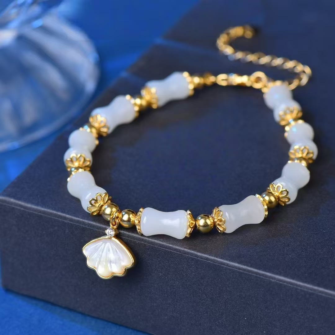 奥特莱斯专柜撤柜捡漏 一贝子竹节手链女新中式和田玉手饰