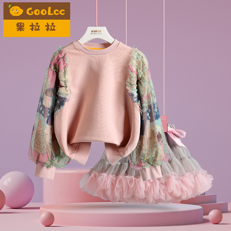 公主风女童套装裙子儿童2025春装新款女孩卫衣tutu裙两件套女宝秋