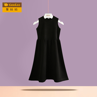 小香风女童黑色连衣裙2026春秋新款洋气背心裙子儿童针织公主长裙